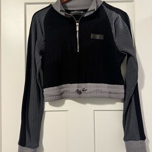 Maniere De Voir Black and Gray Cowl Neck Sweater